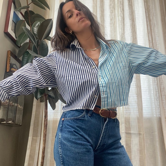 Multi Pinstripe Crop Top - Picture 2 of 5